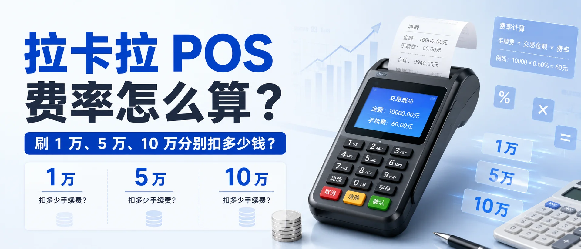 拉卡拉 POS 费率怎么算？刷 1 万、5 万、10 万分别扣多少钱？